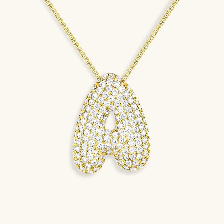 Hailey Bubble Initial Necklace in gold, letter A