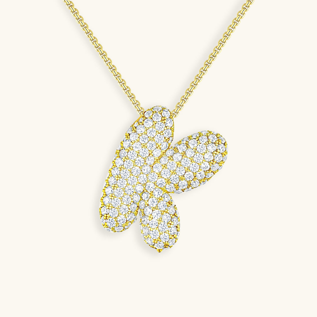 Hailey Bubble Initial Necklace in gold, letter K
