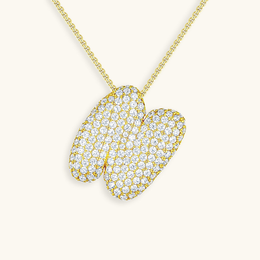 Hailey Bubble Initial Necklace in gold, letter N