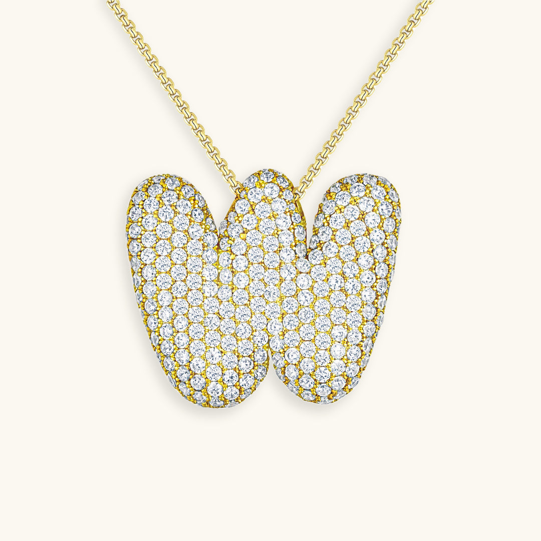 Hailey Bubble Initial Necklace in gold, letter W