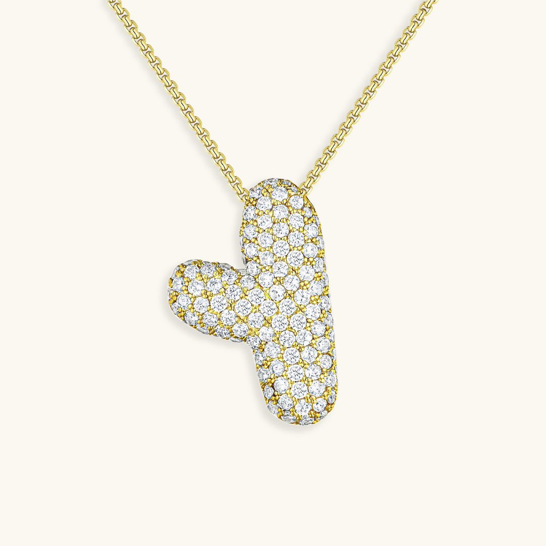 Hailey Bubble Initial Necklace in gold, letter Y