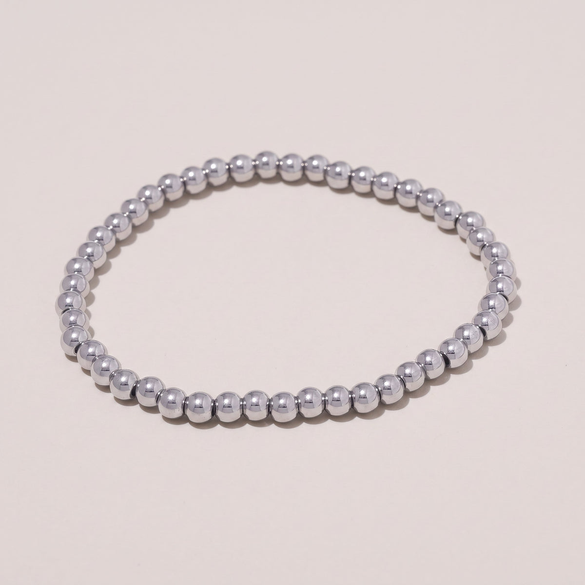 Caicos Beaded Bracelet in silver, polished round beads