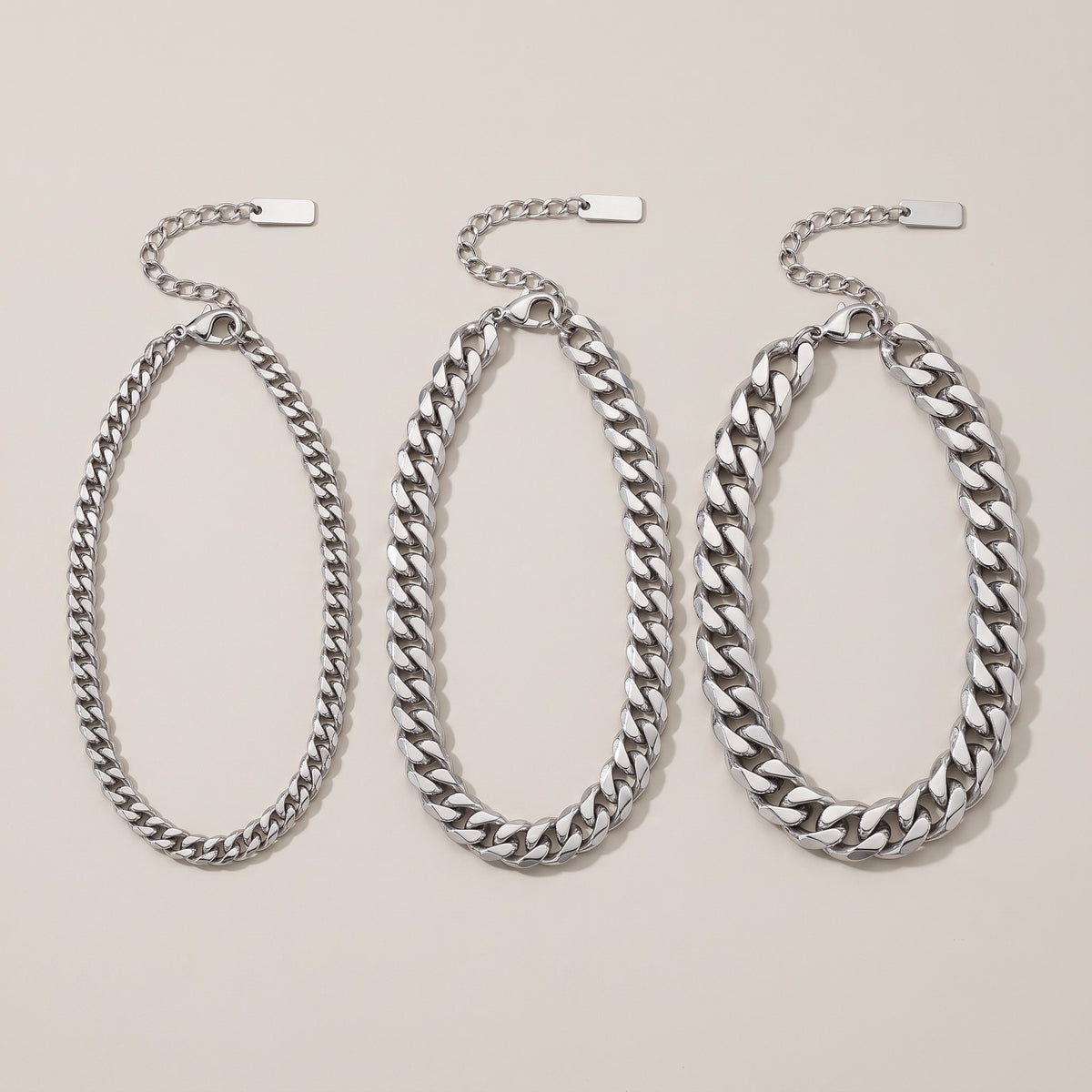 Miami Anklet in silver, Cuban chain in 2.5mm, 6mm and 8mm widths