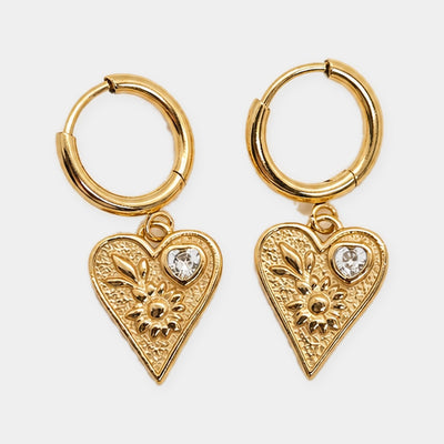 Florence Heart Hoops in gold
