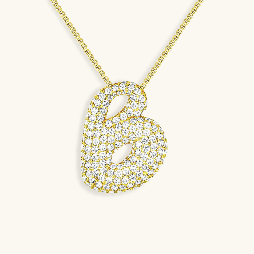 Hailey Bubble Initial Necklace in gold, letter B