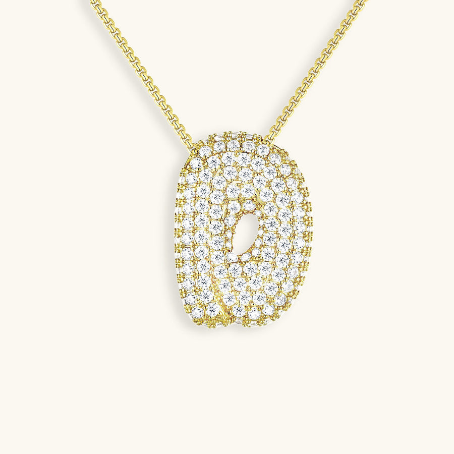 Hailey Bubble Initial Necklace in gold, letter D