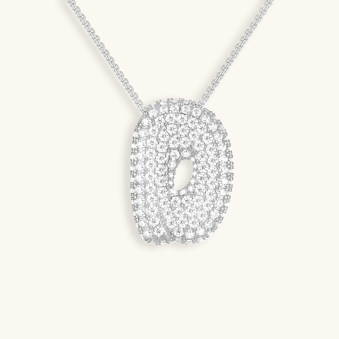 Hailey Bubble Initial Necklace in silver, letter D