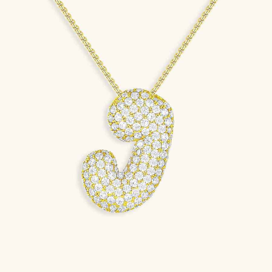 Hailey Bubble Initial Necklace in gold, letter J