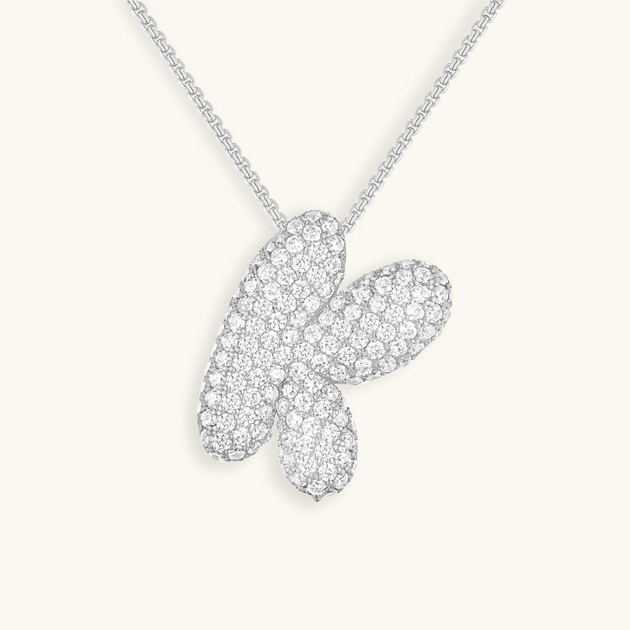 Hailey Bubble Initial Necklace in silver, letter K