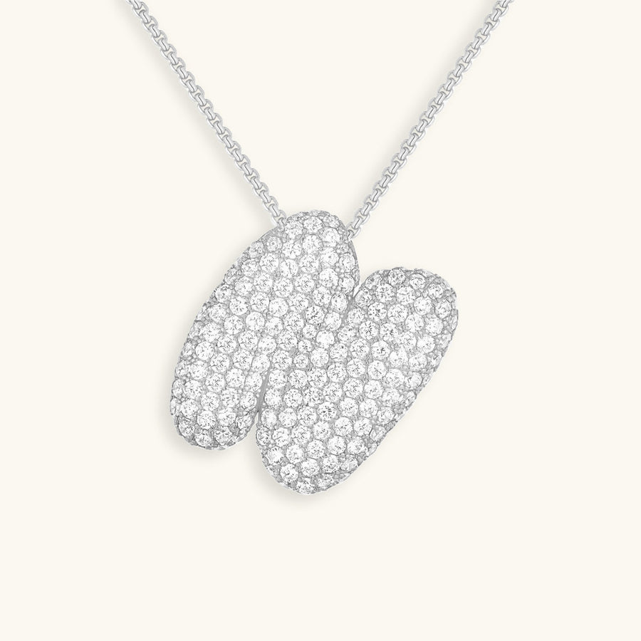 Hailey Bubble Initial Necklace in silver, letter N