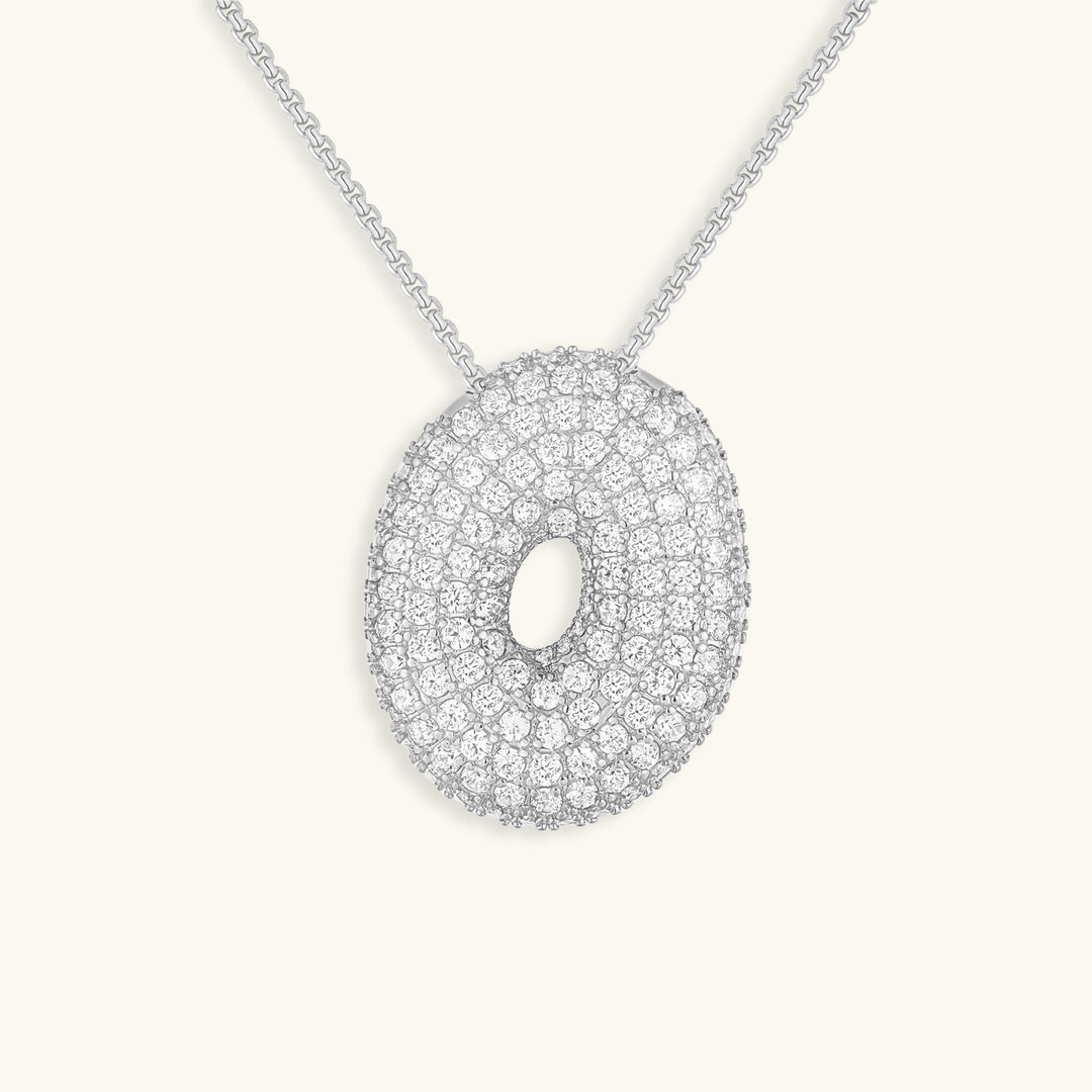Hailey Bubble Initial Necklace in silver, letter O