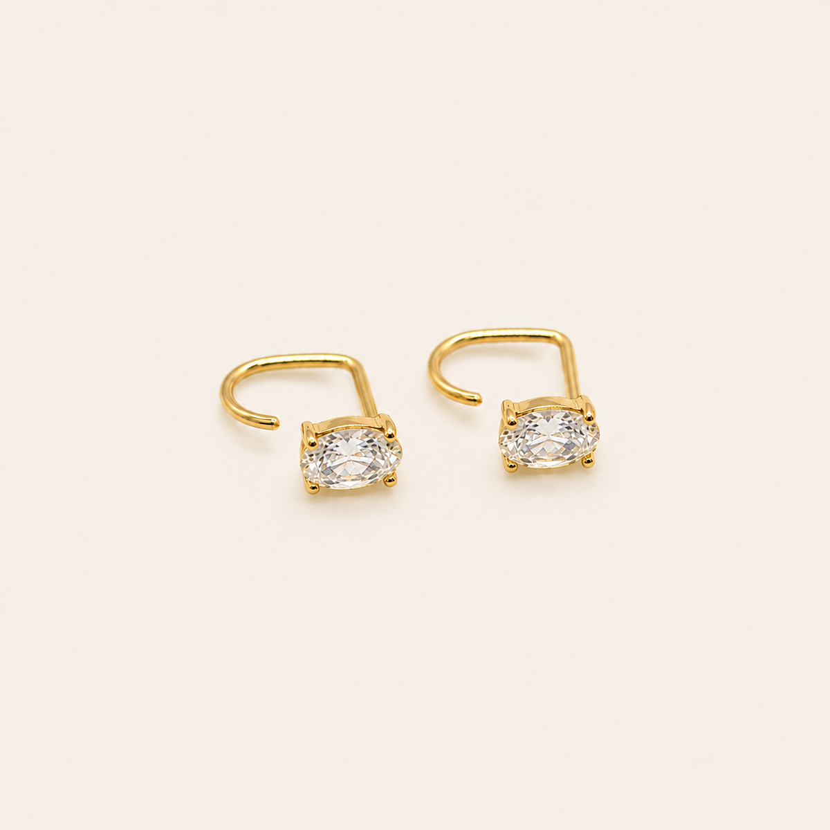 Oval Diamond Comfort Earrings