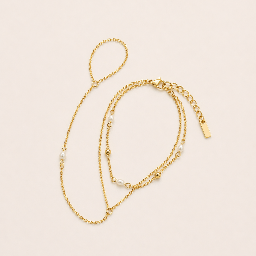 Pearl Whisper HandChain in gold