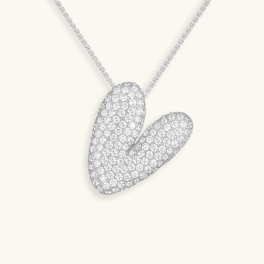 Hailey Bubble Initial Necklace in silver, letter V