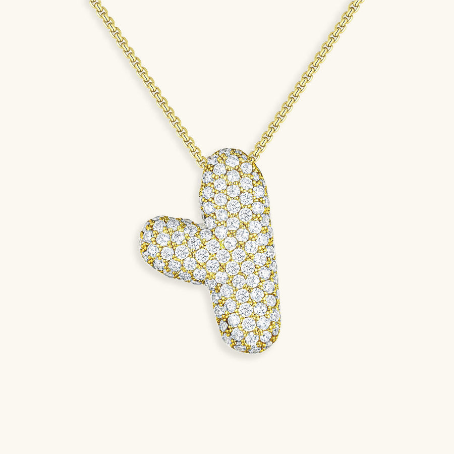 Hailey Bubble Initial Necklace in gold, letter Y