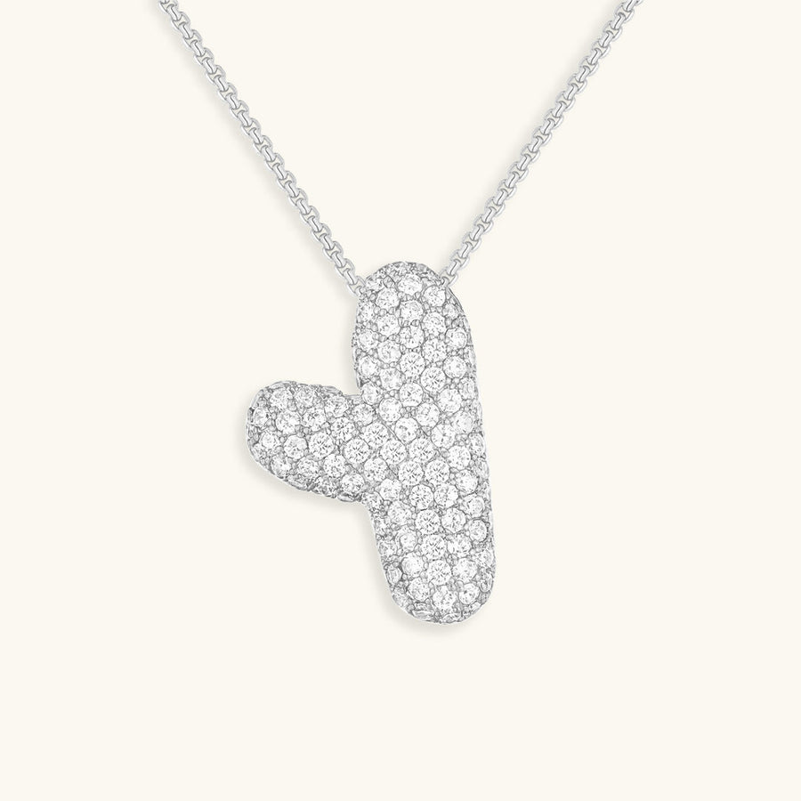 Hailey Bubble Initial Necklace in silver, letter Y