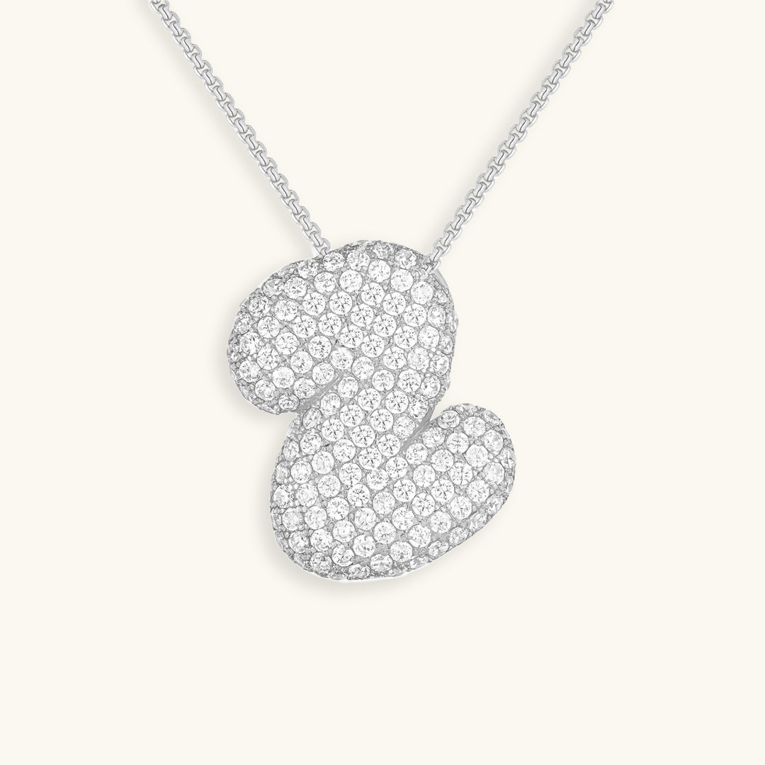 Hailey Bubble Initial Necklace in silver, letter Z