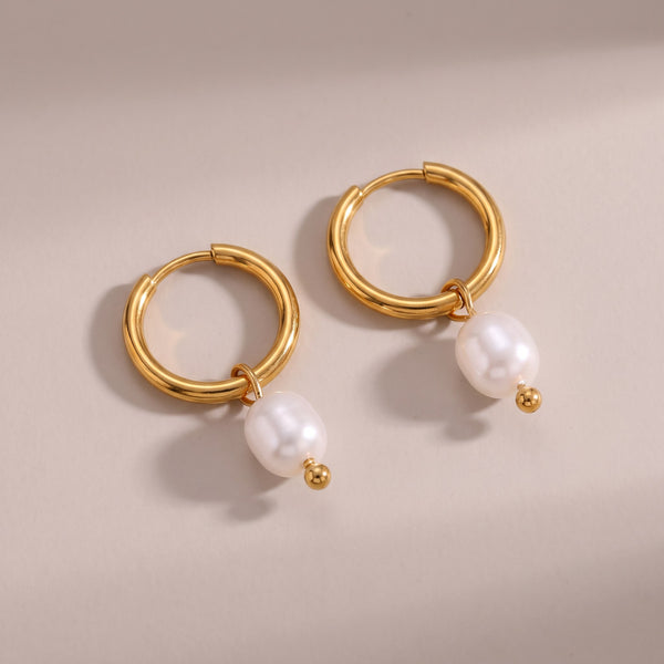 Bethany Pearl Drop Hoop
