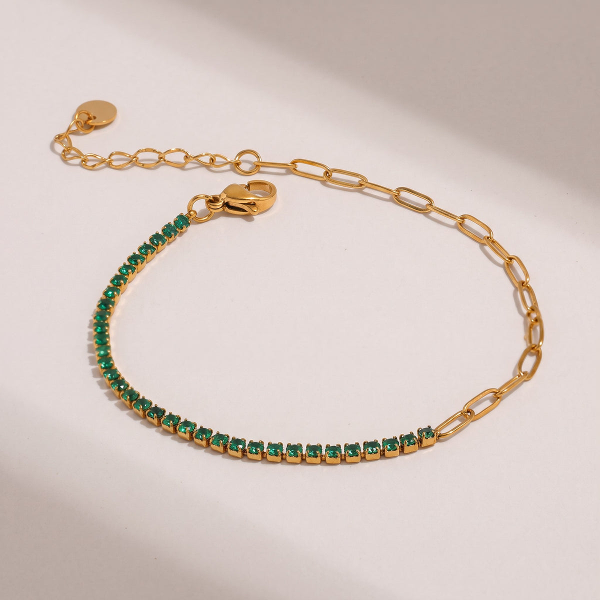 Fae Tennis Bracelet with emerald green stones