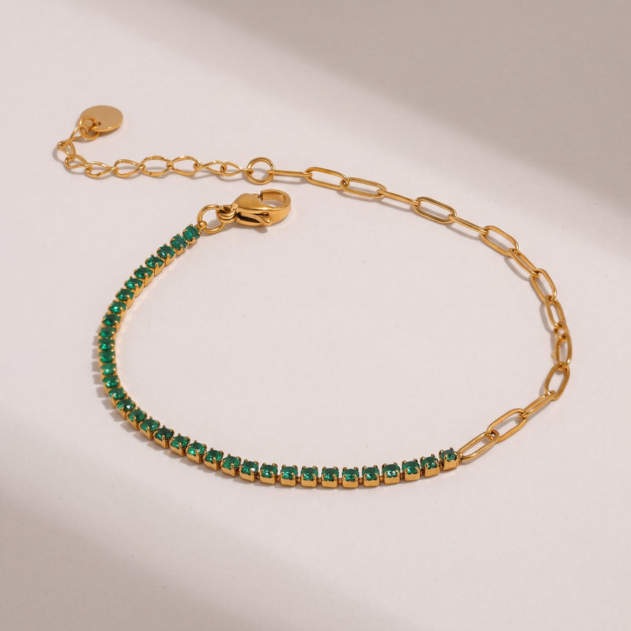 Fae Tennis Bracelet with emerald green stones