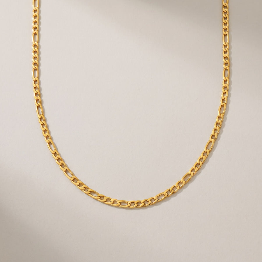 Positano Necklace in gold, a classic figaro chain