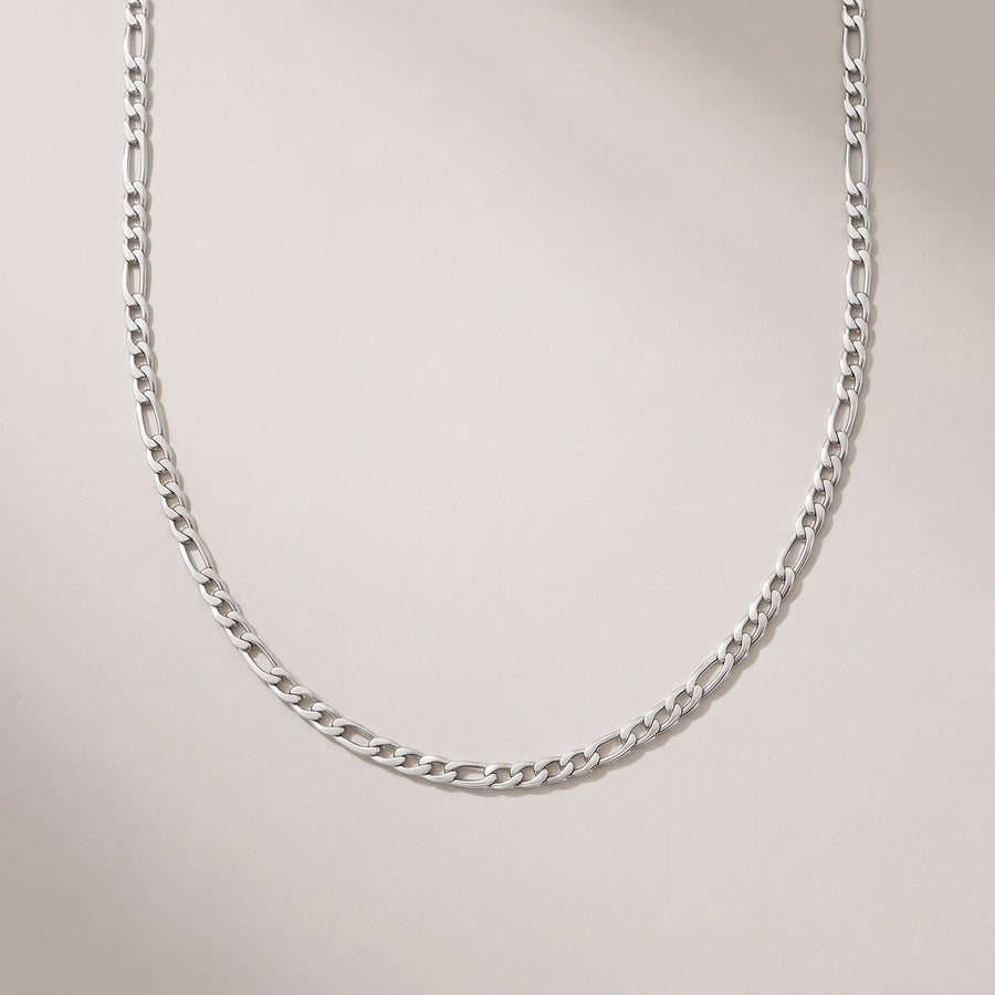 Positano Necklace in silver, a classic figaro chain